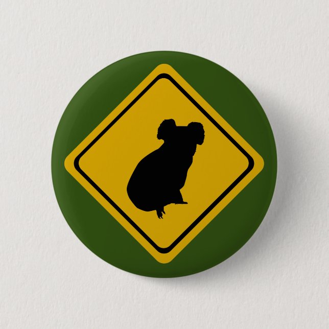 koala road sign pinback button (Front)