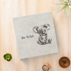 Koala Safari Animal Faux Linen 3 Ring Binder