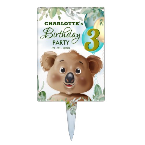 Koala Safari Jungle Kids Birthday Cake Topper