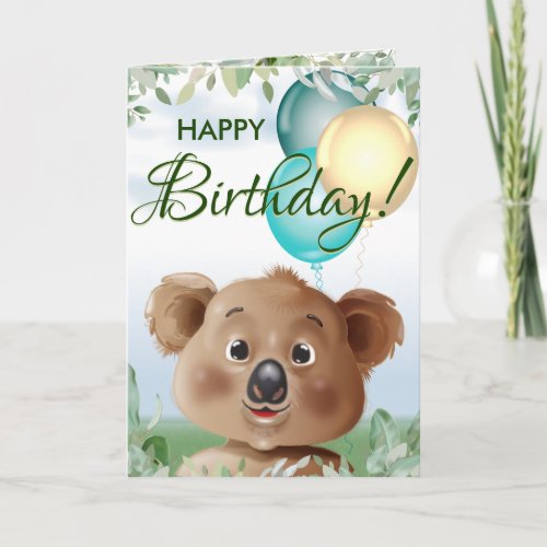 Koala Safari Jungle Kids Birthday Card