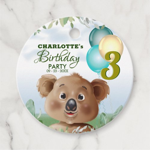 Koala Safari Jungle Kids Birthday Favor Tags