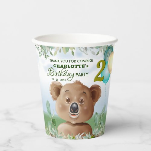 Koala Safari Jungle Kids Birthday Paper Cups