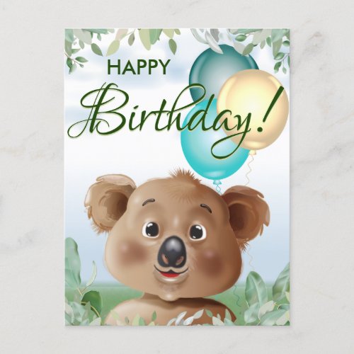 Koala Safari Jungle Kids Birthday Postcard