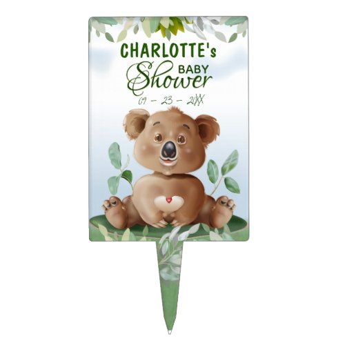 Koala Safari Jungle Neutral Baby Shower Cake Topper