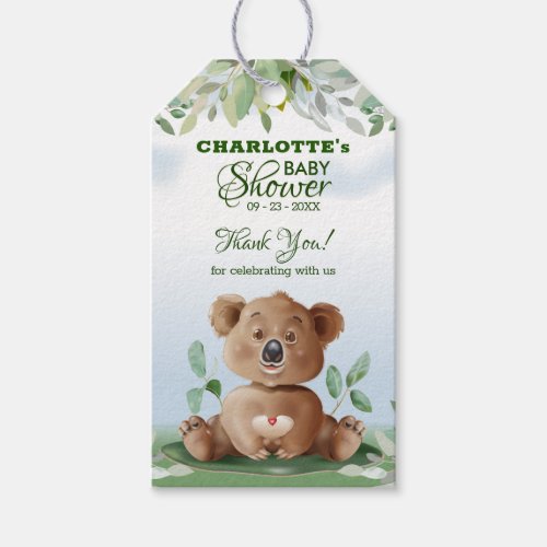 Koala Safari Jungle Neutral Baby Shower Gift Tags