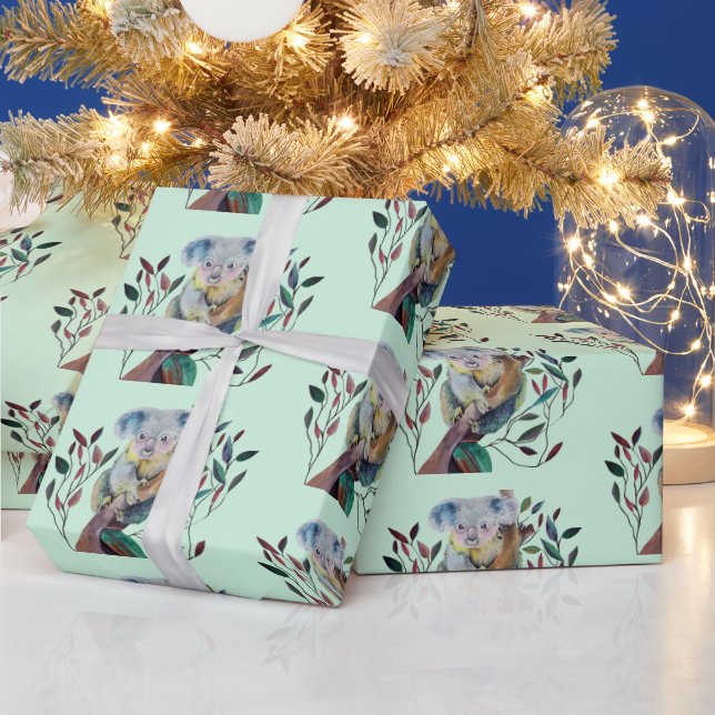Koala Sitting in a Gum Tree  Wrapping Paper (Holidays)