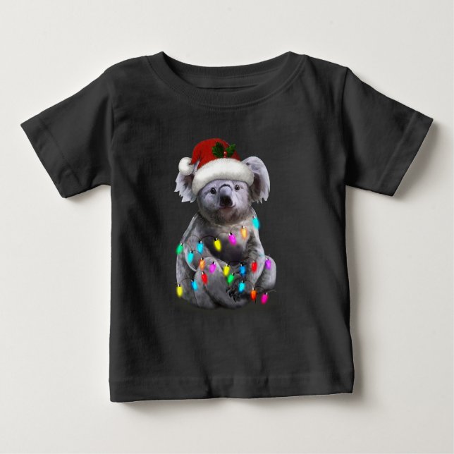 Koala Sitting With Christmas Lights Xmas Season Baby T-Shirt (Front)