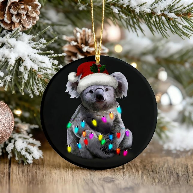 Koala Sitting With Christmas Lights Xmas Season Ceramic Ornament (Creator Uploaded)