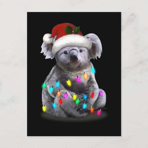 Koala Sitting With Christmas Lights Xmas Season Postcard