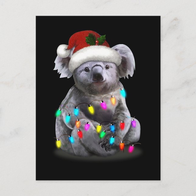 Koala Sitting With Christmas Lights Xmas Season Postcard (Front)
