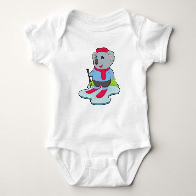 Koala Skier Ski Baby Bodysuit (Front)