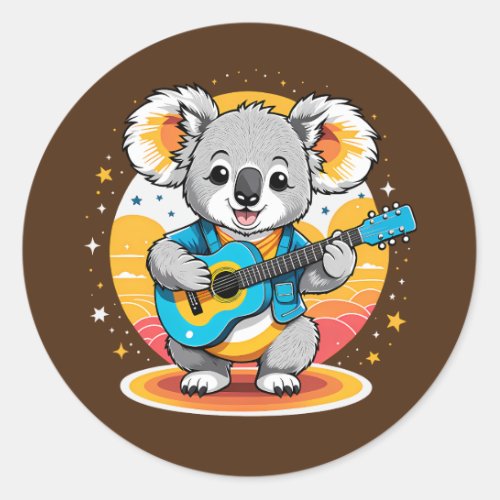 Koala Strumming a Guitar Classic Round Sticker