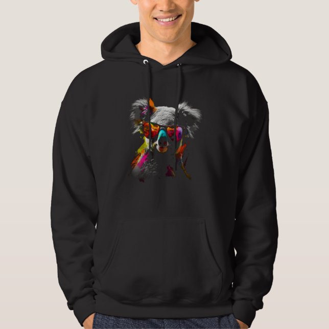 Koala Sunglasses Colourful Animal Motif Koala Hoodie (Front)