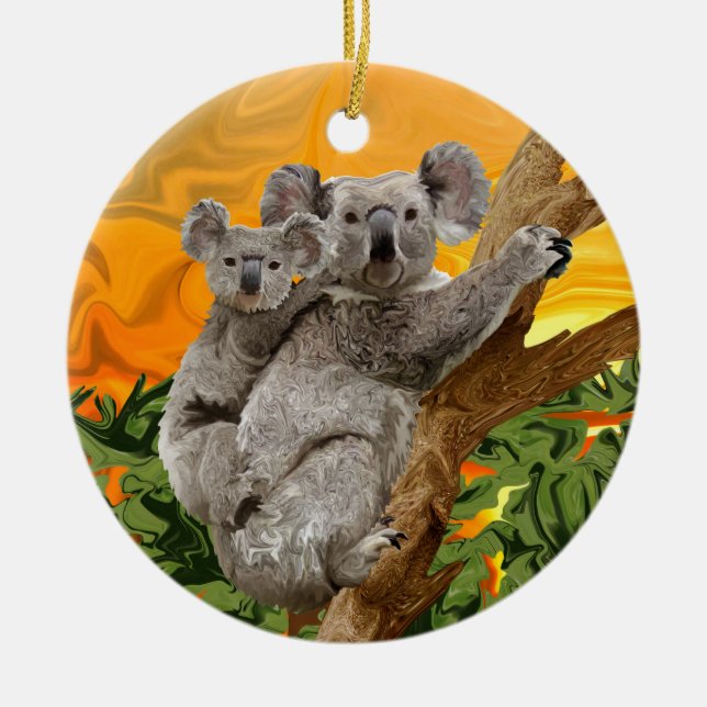 Koala Sunset Ceramic Ornament (Front)