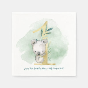 Koala themed 1st birthday party decorations napkins