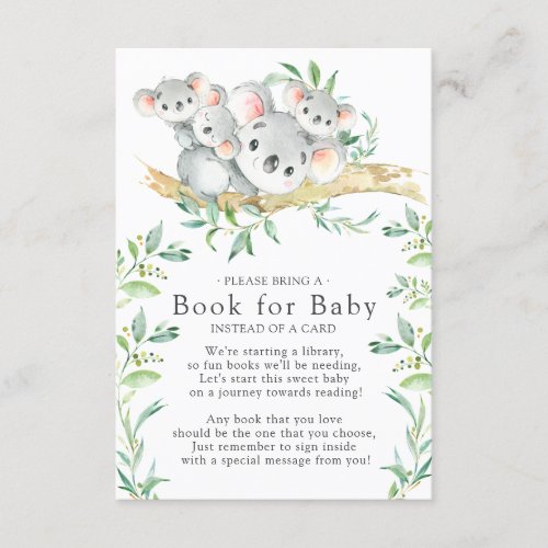 Koala Triplets Baby Shower Book for Baby Card