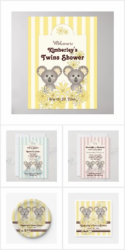 Koala Twin Baby Shower and Birthday Party Supplies