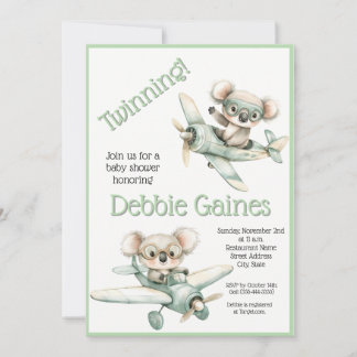 Koala Twin Baby Shower Invitation | Gender Neutral