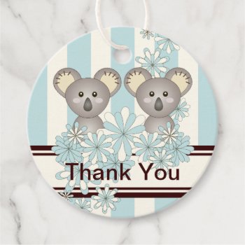 Koala Twin Boy Baby Shower | Birthday Thank You Favor Tags by WindUpEgg at Zazzle