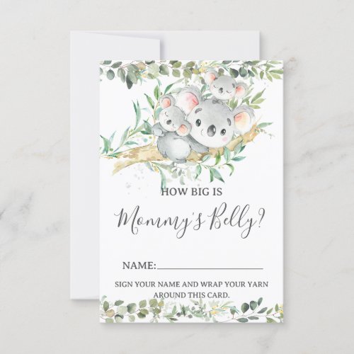 Koala Twins How Big is Mommys Belly Game Card