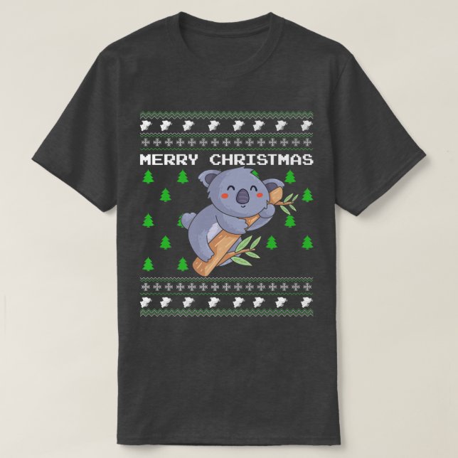 Koala Ugly Christmas Party Celebration Candy Greet T-Shirt (Design Front)