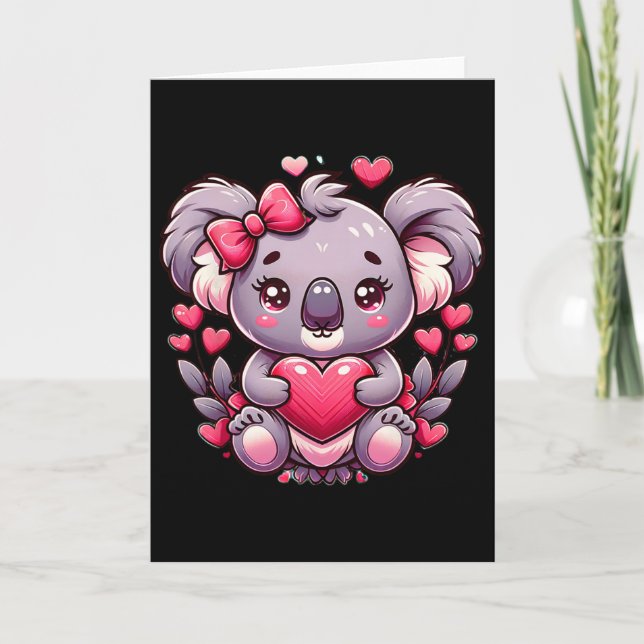 Koala Valentine Hearts Bear  Card (Front)
