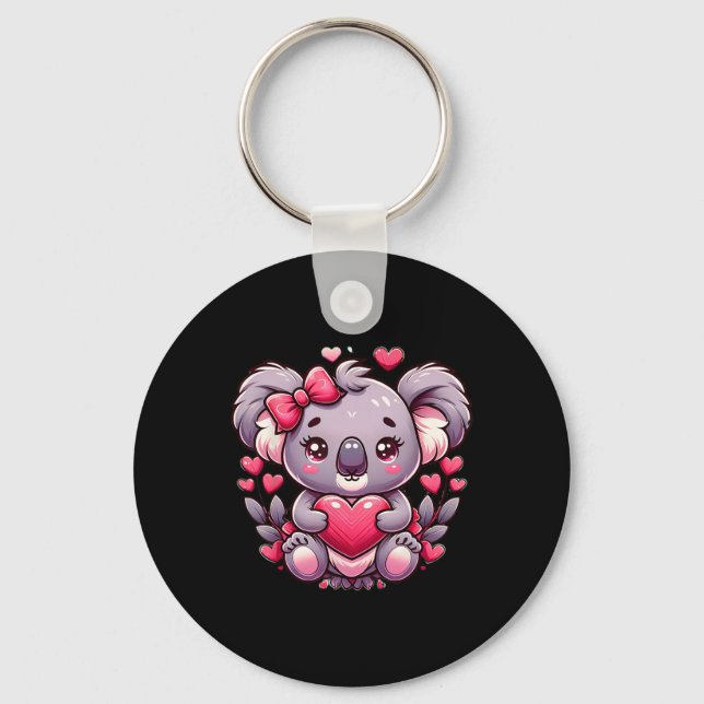 Koala Valentine Hearts Bear  Keychain (Front)