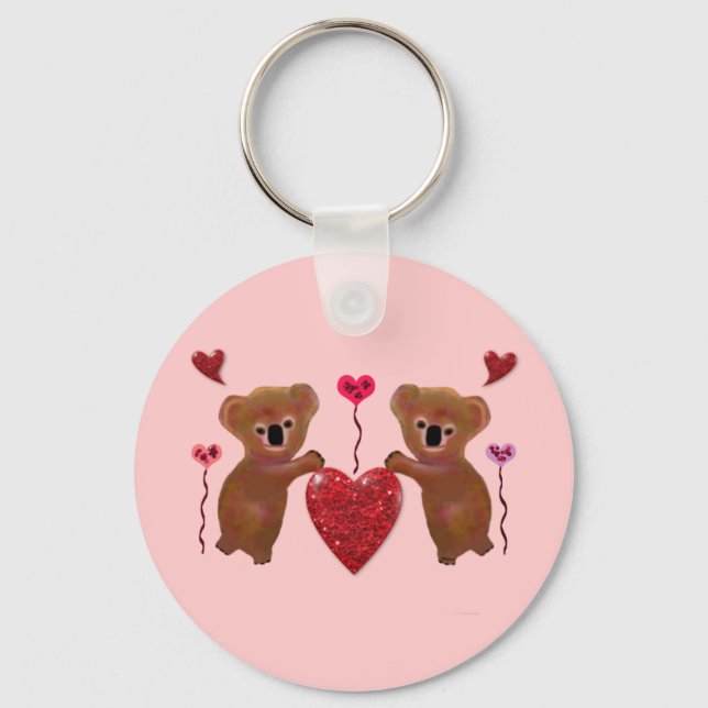 Koala Valentine Hearts Keychains (Front)