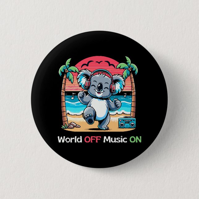 Koala Vibing on the Beach Button (Front)