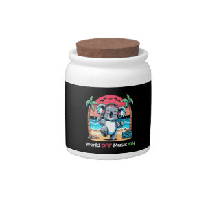 Koala Vibing on the Beach Candy Jar