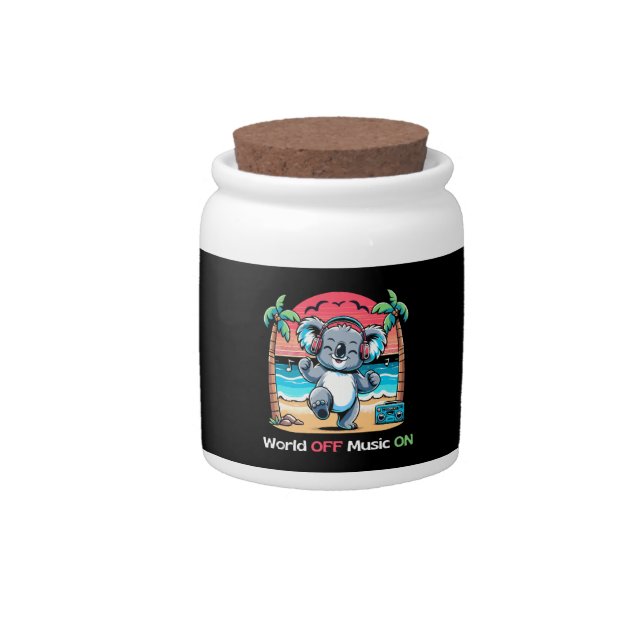 Koala Vibing on the Beach Candy Jar (Front)