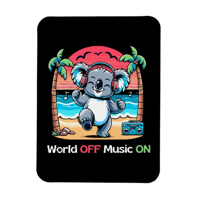 Koala Vibing on the Beach Magnet (Vertical)