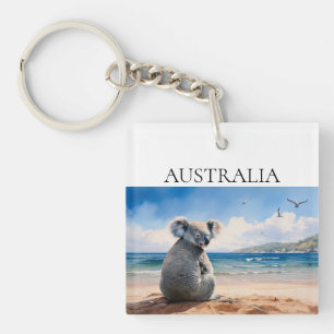 Koala watching the ocean Australia Keychain