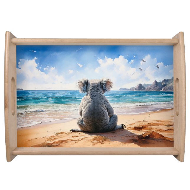 Koala watching the ocean serving tray (Front)
