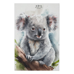 Koala - Watercolor Paint-Faux Wrapped Canvas Print