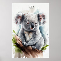 Koala -Watercolor Paint-Stretched Canvas Print