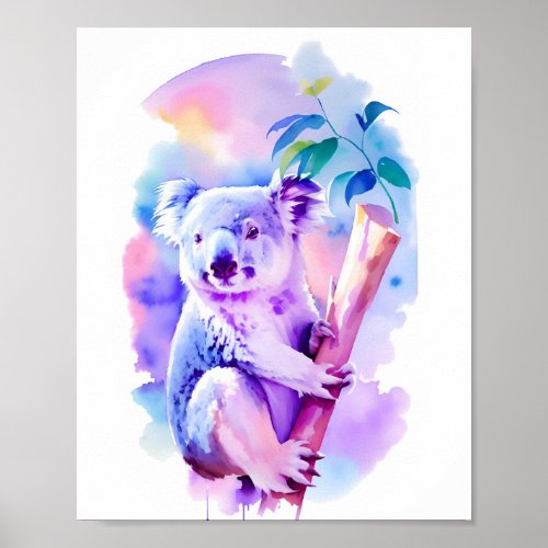 Koala Watercolor Portrait 1 Holiday Postcard Poster