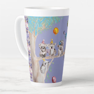 Koala Watercolor Purple Birthday Party Latte Mug