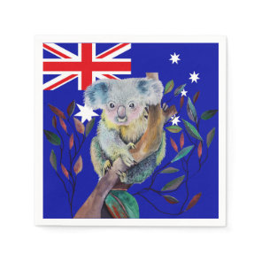 Koala watercolour gum tree Australian flag Napkins