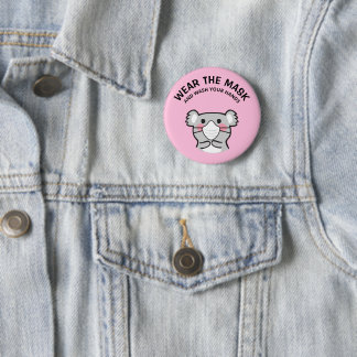 Koala wear the mask and wash your hands button