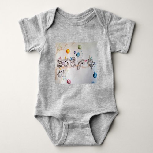 Koala Whimsical Watercolor Gray Babies Bodysuit