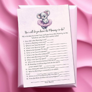 Koala Who Knows Mommy Best Baby Shower Game Card