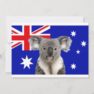 Koala with Australian Flag Background Case-Mate Invitation