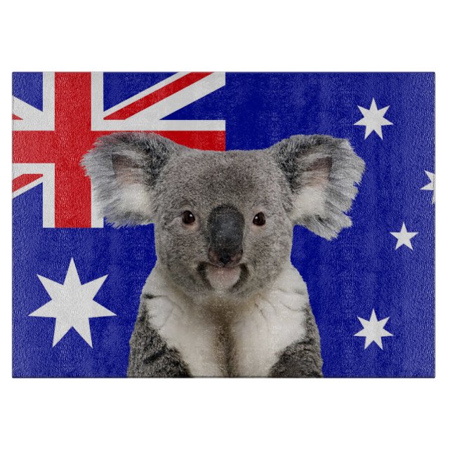 Koala with Australian Flag Background     Cutting Board (Front)