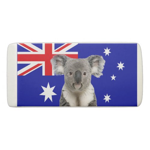 Koala with Australian Flag Background   Eraser