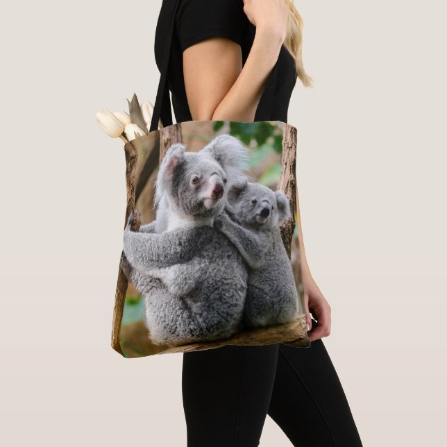 Koala with Baby in a Tree in Australia Tote Bag (Close Up)