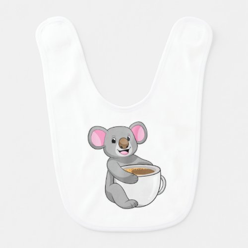 Koala with Coffee Cup Baby Bib