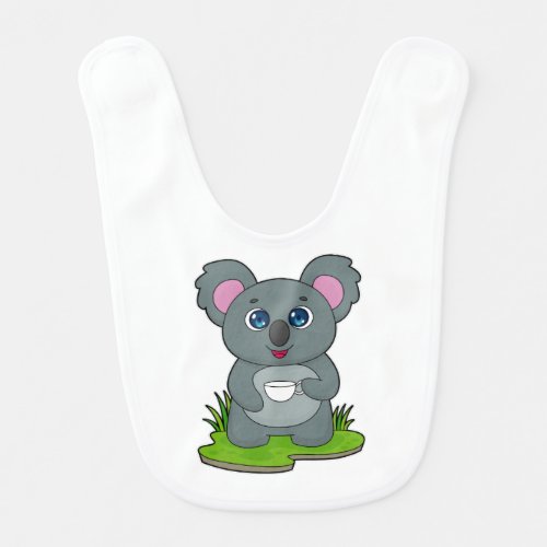 Koala with Coffee cup Baby Bib