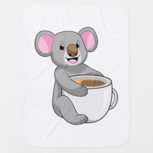 Koala with Coffee Cup Baby Blanket