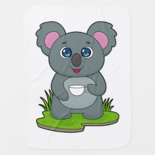 Koala with Coffee cup Baby Blanket